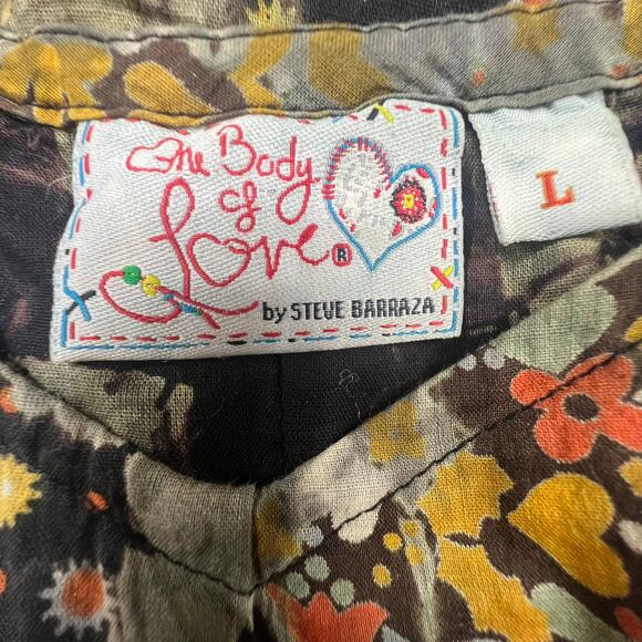 One Body of Love Steve Barraza Boho Hippie Dress Floral Embroidered Size Large - Picture 9 of 12